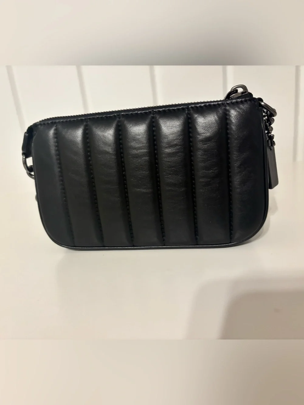 Coach Black Quilted Leather Chain Wristlet